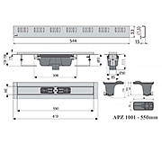Схема трапа APZ1001 550 мм в комплекте с решеткой Dream