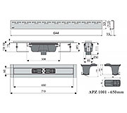 Схема трапа APZ1001 650 мм в комплекте с решеткой Hope