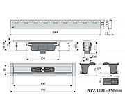 Схема трапа APZ1001 850 мм в комплекте с решеткой Hope