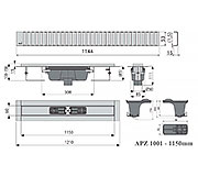 Схема трапа APZ1001 1150 мм в комплекте с решеткой Line