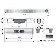 Схема трапа APZ1001 1050 мм в комплекте с решеткой Pure