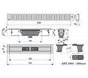 Схема трапа APZ1001 300 мм в комплекте с решеткой Pure