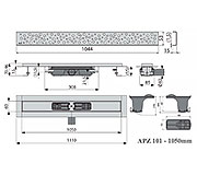 Схема трапа APZ101 1050 мм в комплекте с решеткой Buble