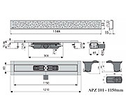 Схема трапа APZ101 1150 мм в комплекте с решеткой Buble