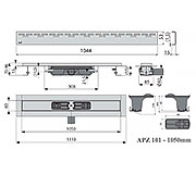 Схема трапа APZ101 1050 мм в комплекте с решеткой Hope