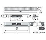 Схема трапа APZ101 850 мм в комплекте с решеткой Line