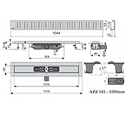 Схема трапа APZ101 1050 мм в комплекте с решеткой Pure
