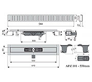 Схема трапа APZ101 550 мм в комплекте с решеткой Pure