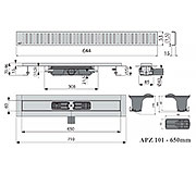 Схема трапа APZ101 650 мм в комплекте с решеткой Pure