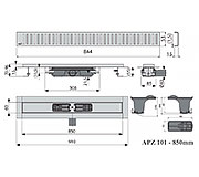 Схема трапа APZ101 850 мм в комплекте с решеткой Pure