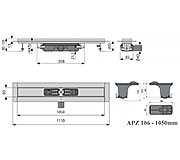 Схема трапа водоотводящий AlcaPlast APZ106 1050 мм