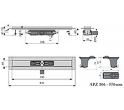 Схема трапа водоотводящий AlcaPlast APZ106 550 мм