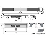 Схема трапа для душа Alcaplast APZ106 1050 мм с решеткой Черное стекло