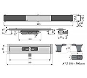 Схема трапа для душа Alcaplast APZ106 300 мм с решеткой Черное стекло