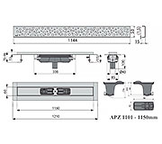 Схема трапа APZ1101 1150 мм в комплекте с решеткой Buble