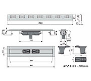 Схема трапа APZ1101 300 мм в комплекте с решеткой Dream