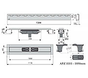 Схема трапа APZ1101 1050 мм в комплекте с решеткой Hope