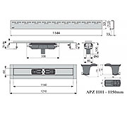 Схема трапа APZ1101 1150 мм в комплекте с решеткой Hope