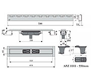 Схема трапа APZ1101 550 мм в комплекте с решеткой Hope