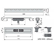 Схема трапа APZ1101 650 мм в комплекте с решеткой Hope