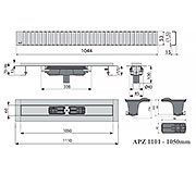 Схема трапа APZ1101 1050 мм в комплекте с решеткой Line