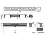 Схема трапа APZ12 1050 мм в комплекте с решеткой Buble