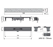 Схема трапа APZ12 750 мм в комплекте с решеткой Buble