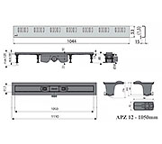 Схема трапа APZ12 1050 мм в комплекте с решеткой Dream