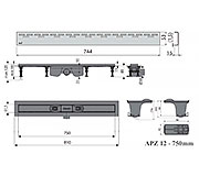 Схема трапа APZ12 750 мм в комплекте с решеткой Hope