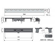 Схема трапа APZ12 850 мм в комплекте с решеткой Hope