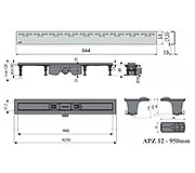Схема трапа APZ12 950 мм в комплекте с решеткой Hope