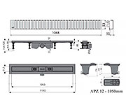 Схема трапа APZ12 1050 мм в комплекте с решеткой Line