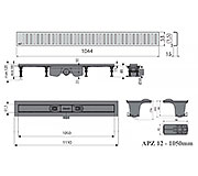Схема трапа APZ12 1050 мм в комплекте с решеткой Pure