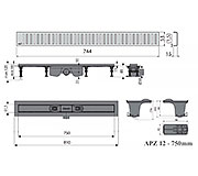 Схема трапа APZ12 750 мм в комплекте с решеткой Pure