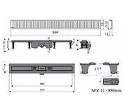 Схема трапа APZ12 850 мм в комплекте с решеткой Pure