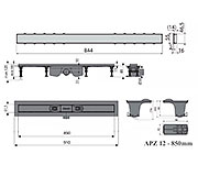 Схема трапа APZ12 850 мм в комплекте с решеткой Tile
