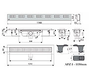 Схема трапа APZ1 1150 мм в комплекте с решеткой Dream