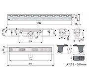 Схема трапа APZ1 300 мм в комплекте с решеткой Hope