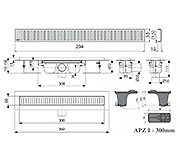 Схема трапа APZ1 300 мм в комплекте с решеткой Pure