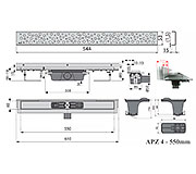 Схема трапа APZ4 550 мм в комплекте с решеткой Buble