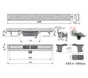 Схема трапа APZ4 850 мм в комплекте с решеткой Buble