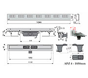 Схема трапа APZ4 1050 мм в комплекте с решеткой Dream