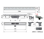Схема трапа APZ4 1050 мм в комплекте с решеткой Hope