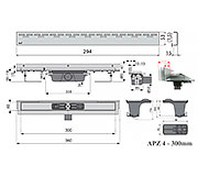 Схема трапа APZ4 300 мм в комплекте с решеткой Hope