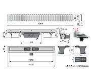 Схема трапа APZ4 1050 мм в комплекте с решеткой Line