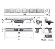 Схема трапа APZ4 550 мм в комплекте с решеткой Line