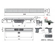 Схема трапа APZ4 850 мм в комплекте с решеткой Line