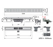 Схема трапа APZ4 1050 мм в комплекте с решеткой Pure