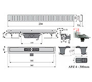 Схема трапа APZ4 300 мм в комплекте с решеткой Pure