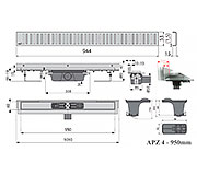 Схема трапа APZ4 950 мм в комплекте с решеткой Pure
